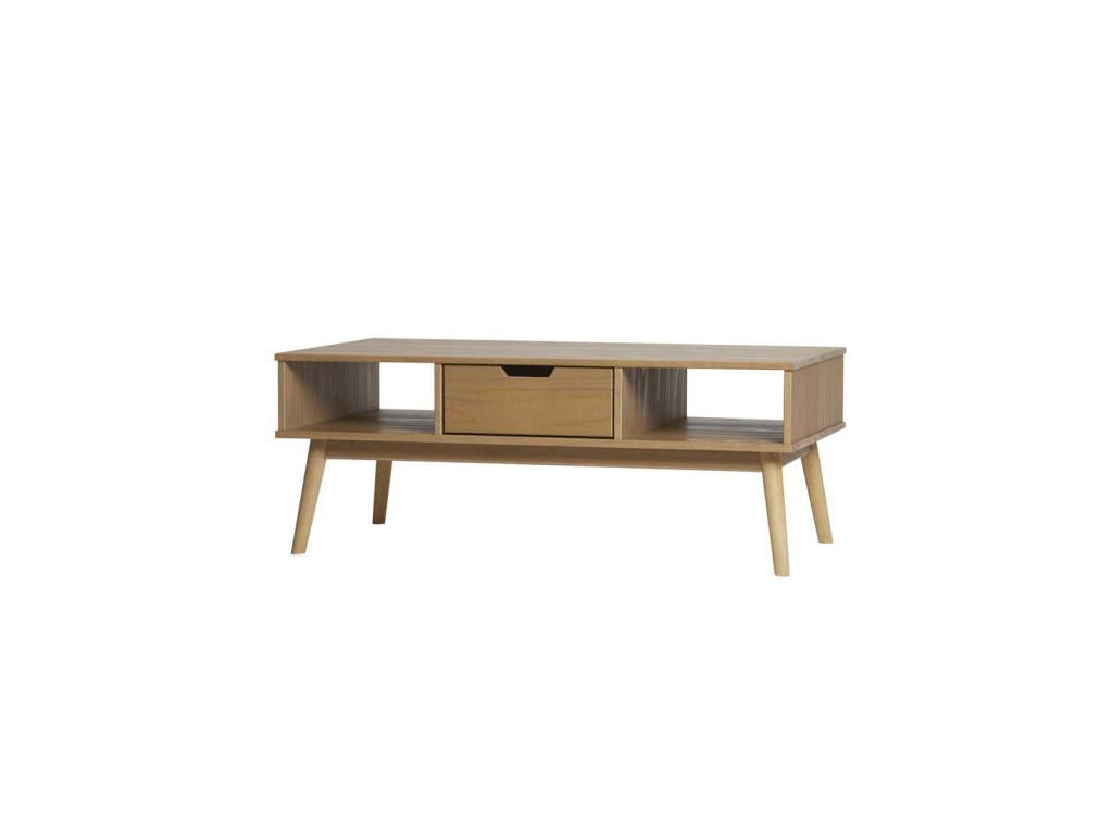 Rectangular coffee table with 2 niches and 1 drawer, wood - Dormeva ZFFC57267