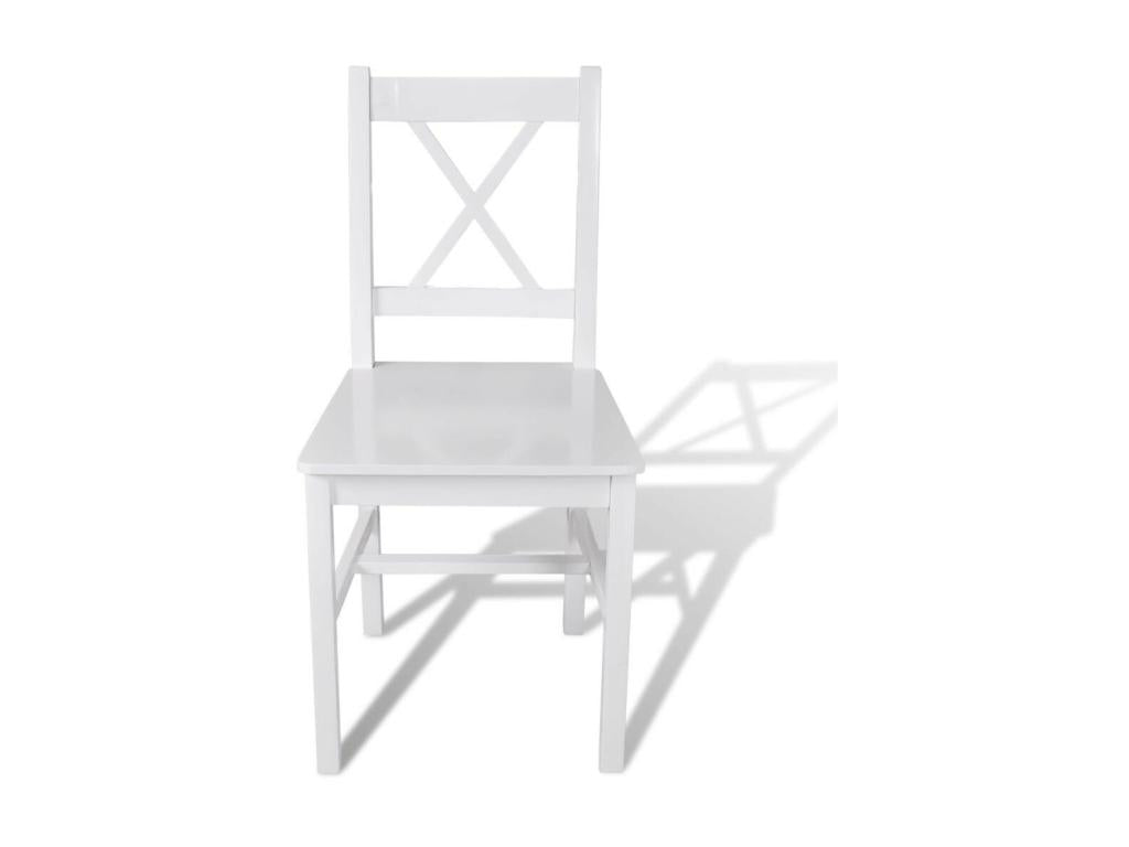Dormeva white varnished pine wood chair - Set of 2 KEZZ95059