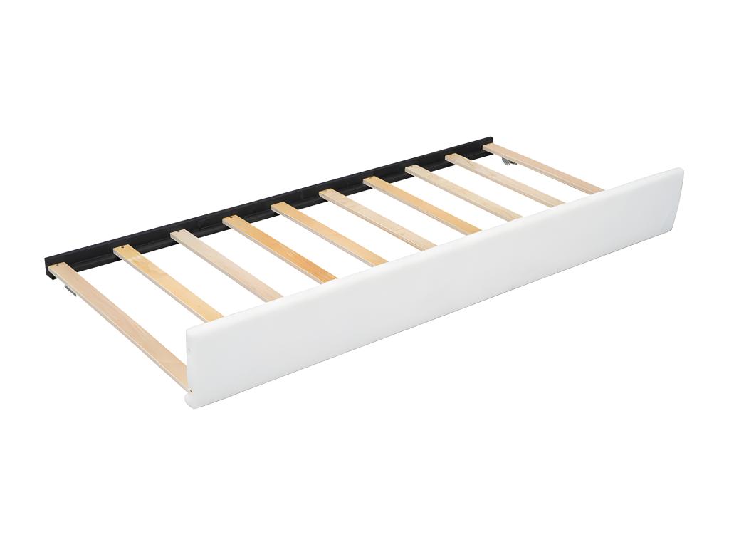 90 x 200cm padded flat bed with a practical folding bed, minimalist design, white KCEL93674