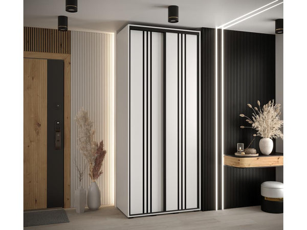 6-Door Sliding Door Wardrobe 235.2/110/45 White/White/Black