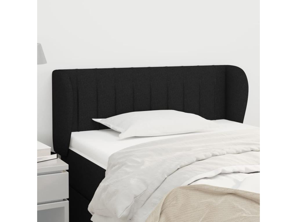 Headboard with wings, black, 93x23x78/88 cm, fabric HBFQ15692