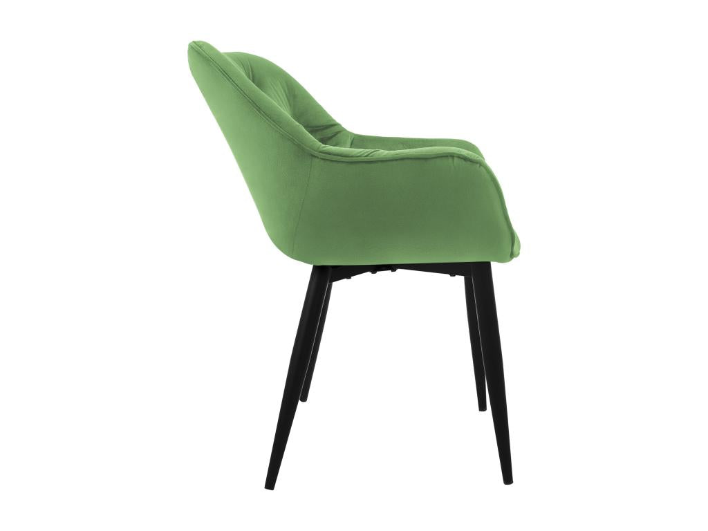 Set of 4 dining chairs with sage velvet seats and black metal legs CCXI94960