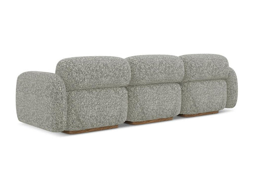 Modular 4-seater sofa in textured fabric - dark beige