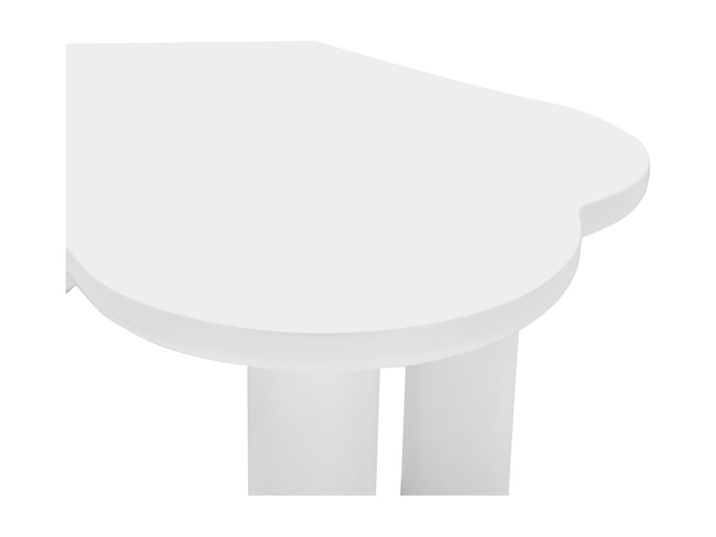 Coffee table in MDF - with 2 small stools - irregular and elegant curved top - White PHRP97082