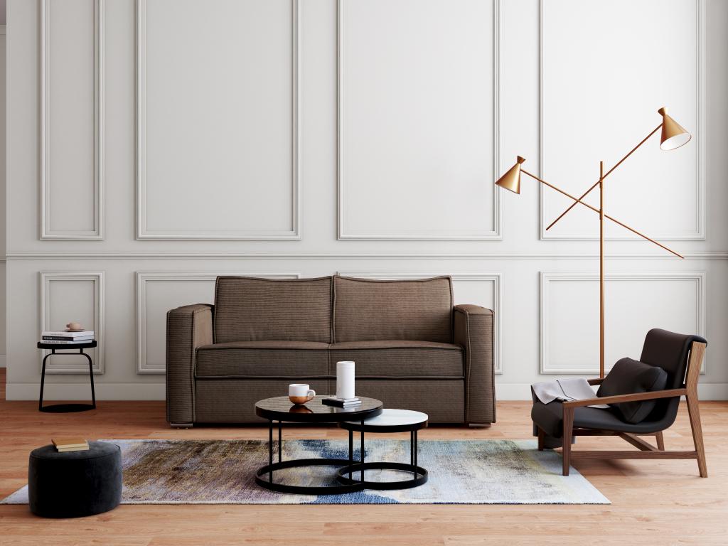 4-seater express convertible sofa in brown corduroy - 160 cm sleeping area - 14 cm mattress Dormeva TSTF77943