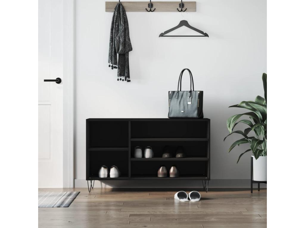 Black Shoe Cabinet 102x36x60 Engineered Wood UFHV13857