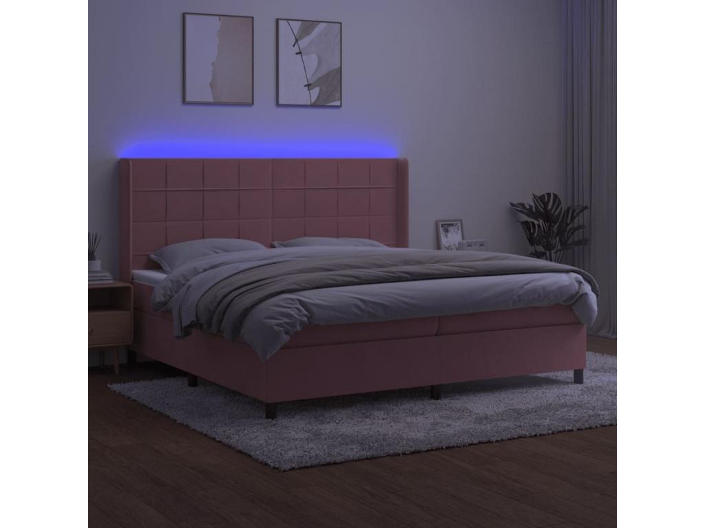 Dormeva bed base with mattress and LED light, Pink, 200x200 cm, Velvet BKPP25287