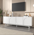Modern TV stand with 4 doors - 175x38x56cm - Particleboard - white CQNC27778