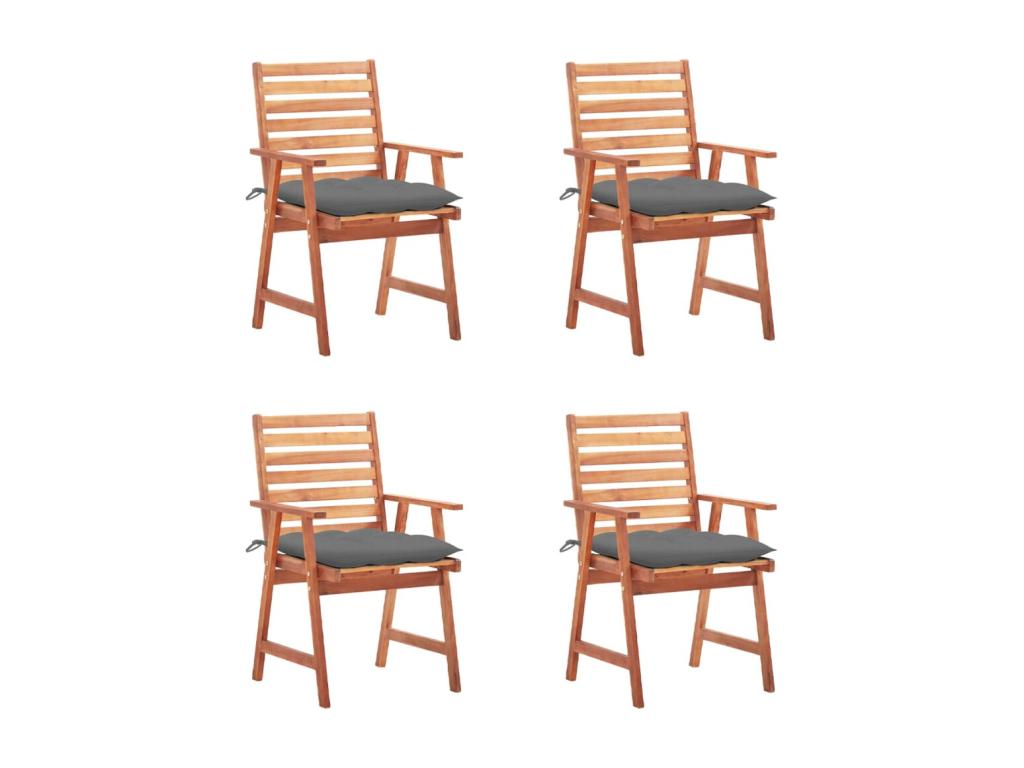 4-piece outdoor dining chairs with cushions, Lysvia solid wood, VLCW89399