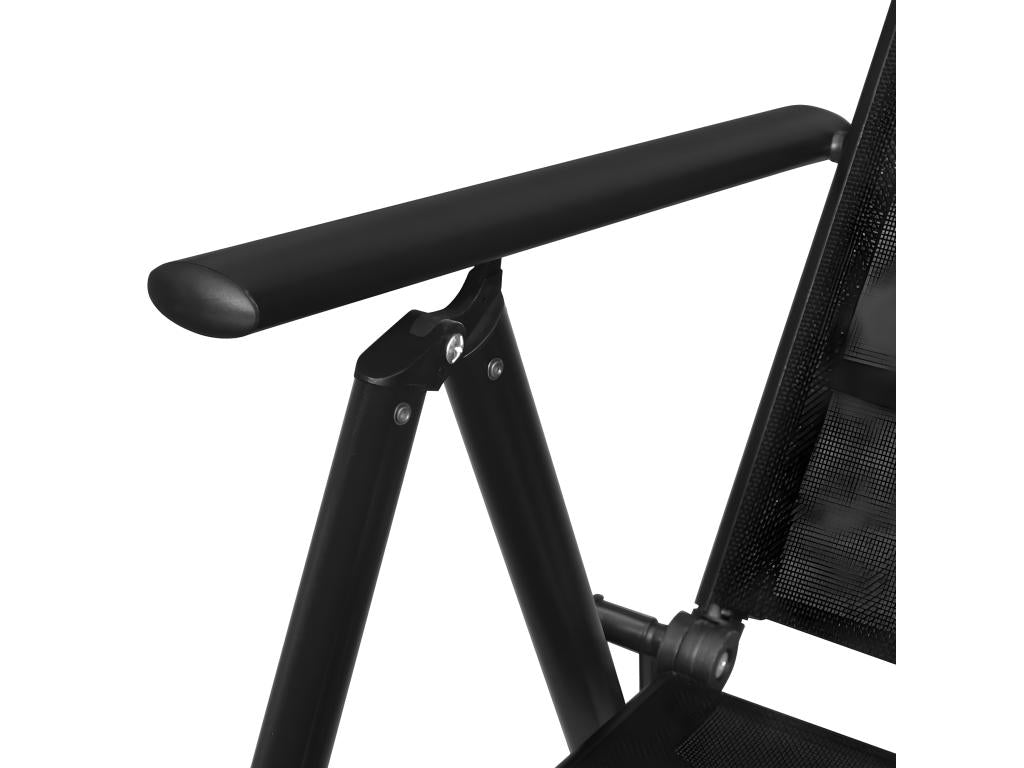 Folding garden chairs, set of 4, aluminum and textilene, black, WSXB08679