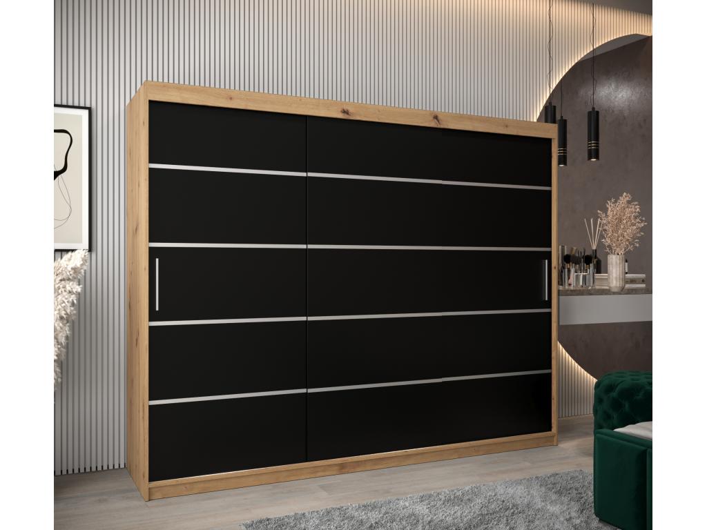 Lysvia 1 Sliding Door Wardrobe 200/250/62 3 Doors Lysvia/Black WAOJ56347