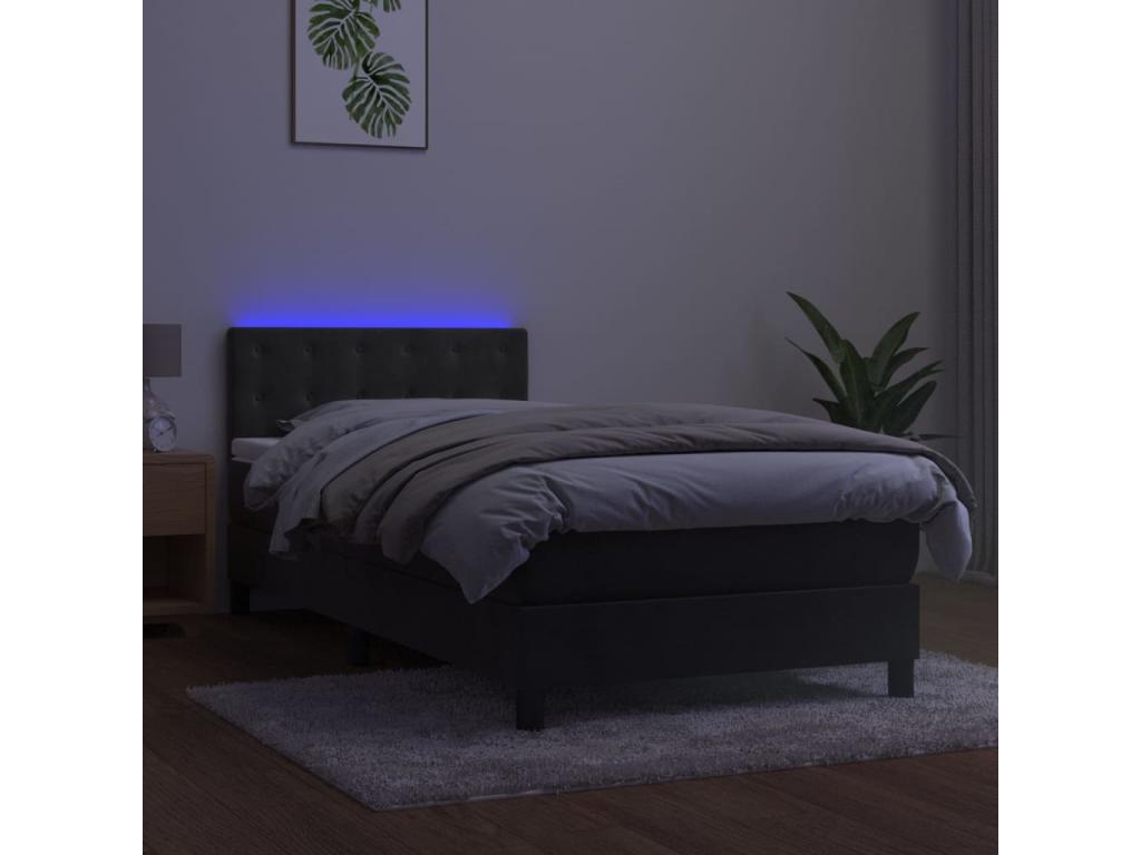 Lysvia bed base with mattress and LED, Dark Grey, 80x200 KQDT87074