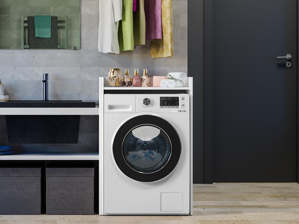 Lysvia 112 White Freestanding Bathroom Cabinet, 98x64x50cm, Laminate, GKCG68433