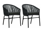 2-piece garden chairs, black rattan PVC, EDKY41934