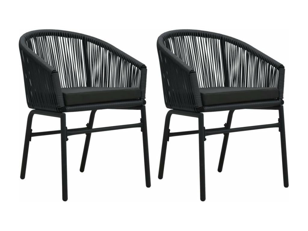 2-piece garden chairs, black rattan PVC, EDKY41934