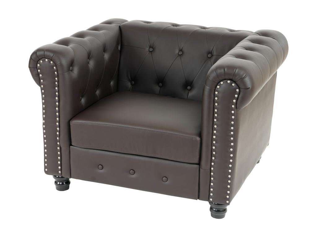 Lysvia luxury armchair in faux leather - antique brown round legs TSYG34757