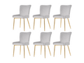 Velvet dining chair set of 6 lounge chairs with four gold-grey metal legs EIQT23276