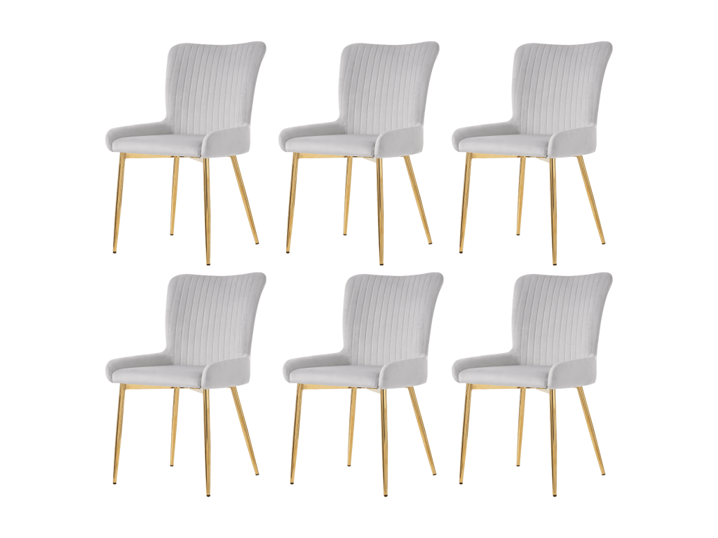 Velvet dining chair set of 6 lounge chairs with four gold-grey metal legs EIQT23276