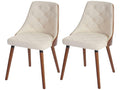 2x Osijek dining chair, bentwood walnut-look armchair - cream faux leather KNDS37473
