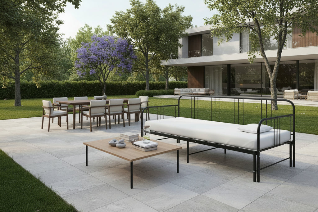 Extendable sofa bed frame, black metal, 90x200 cm, VIXI38617