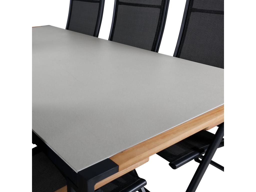 Dormeva Garden Table and Chairs Set: 100x200cm Table and 6 Dormeva Chairs, Black/Grey/Natural. DVHK41553