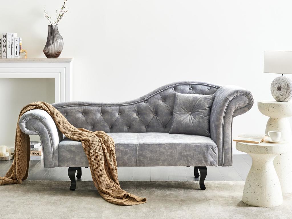 Lysvia II HWTK34560 chaise longue on the left in grey velvet