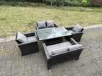 Rattan garden furniture set with height-adjustable dining table and 6-seater armchair BMWH13896