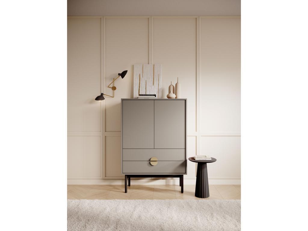 High sideboard - 85 cm - with two drawers - stone grey - Lysvia RUVQ00002