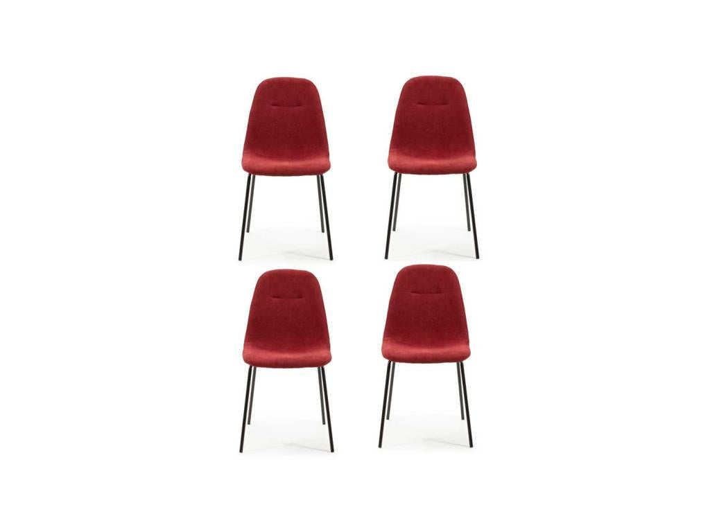 Set of four chairs, red fabric/metal - Dormeva PUOH10648