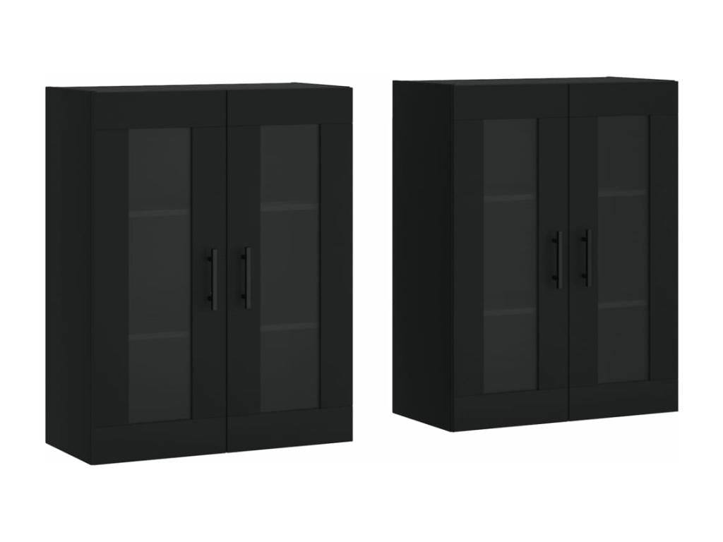 2-piece wall cabinets, black engineered wood XKUF95450