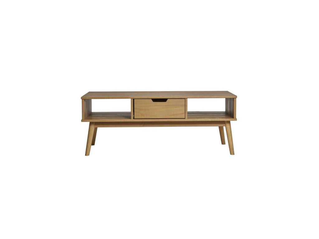 Rectangular coffee table with 2 niches and 1 drawer, wood - Dormeva ZFFC57267