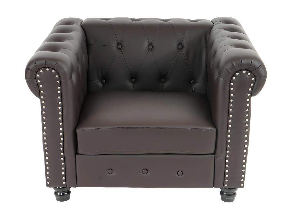 Lysvia luxury armchair in faux leather - antique brown round legs TSYG34757