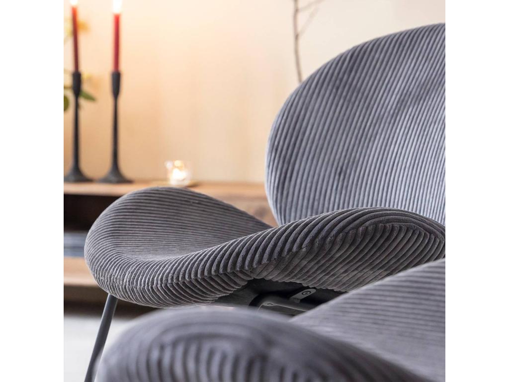 Lysvia round grey velvet armchair IBVJ12716