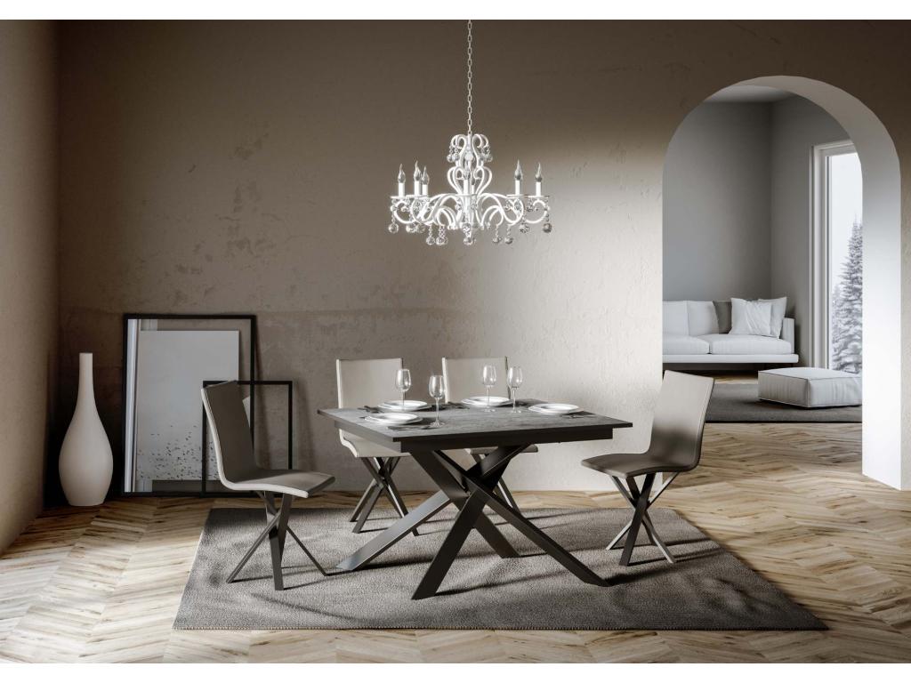 Ganty extendable table 90x120/180 cm, Concrete Grey with anthracite edge banding and anthracite frame, COVE22812