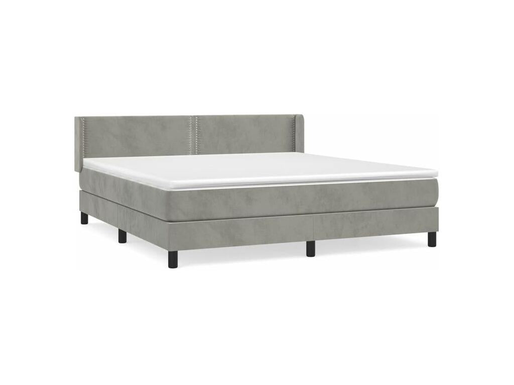 Lysvia bed base and mattress, light grey, 160x200 cm, velvet, OALH27344