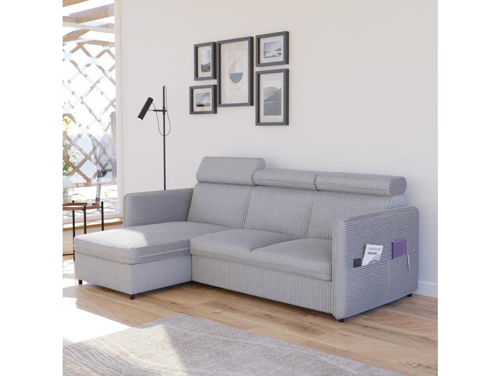 Beni reversible corner sofa bed in grey fabric DYRF59207