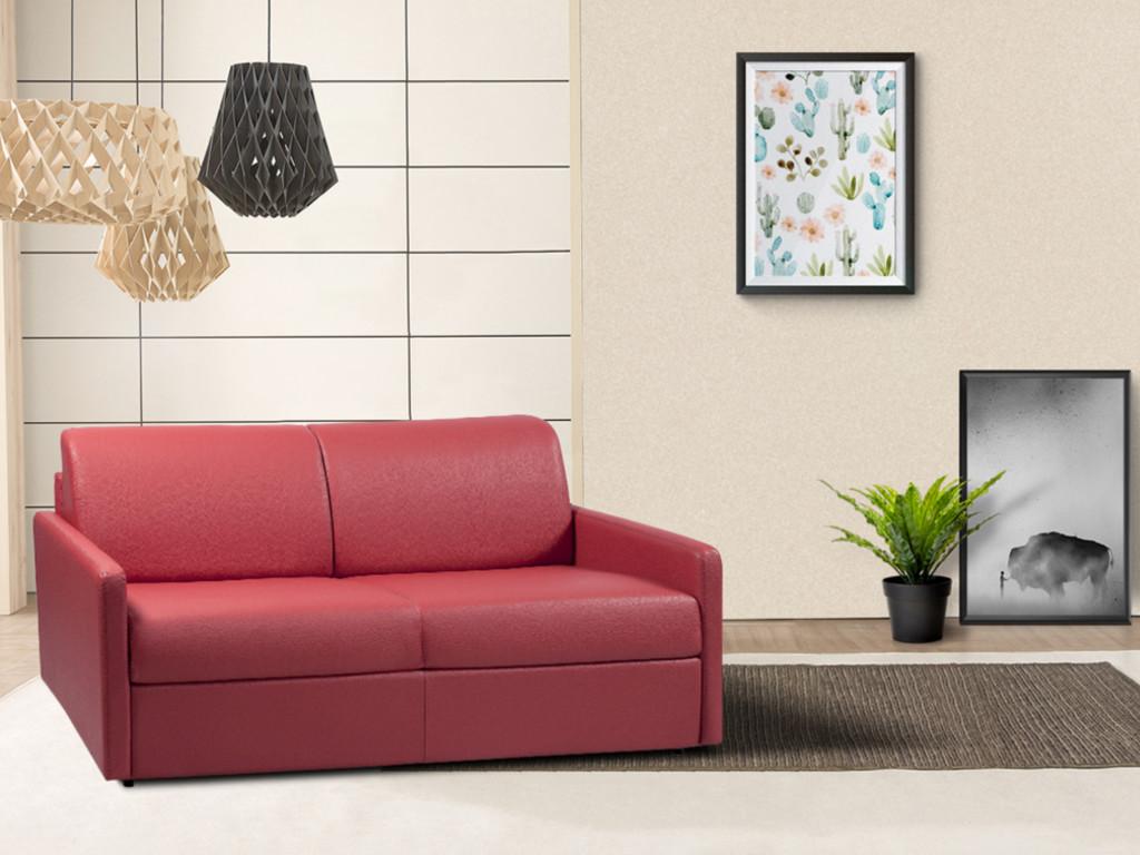 4-seater express convertible sofa in black faux leather - Dormeva wide sleeping area 160 cm - 18 cm Dormeva mattress IKJU06854