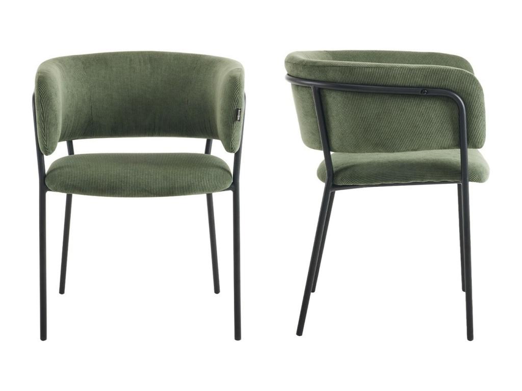 Set of 2 green corduroy dining chairs - Lysvia UZKO06119
