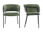 Set of 2 green corduroy dining chairs - Lysvia UZKO06119