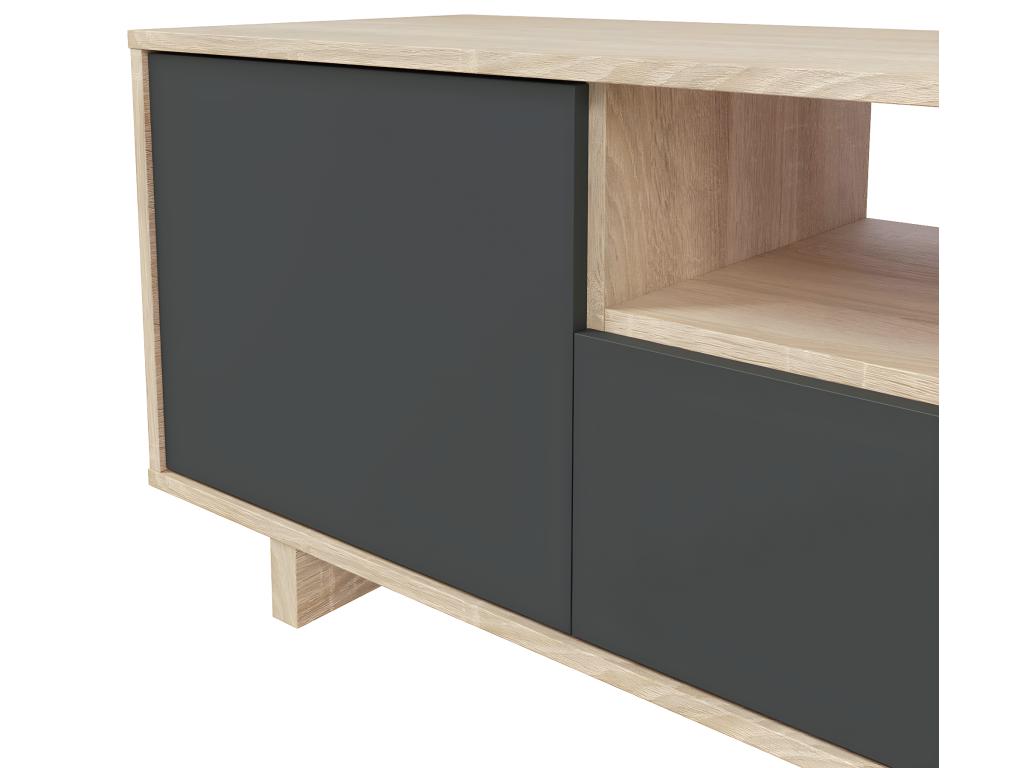 TV stand with 3 doors, Canadian oak/anthracite grey - Height 46 x Width 150 x Depth 41 cm EYGV67274
