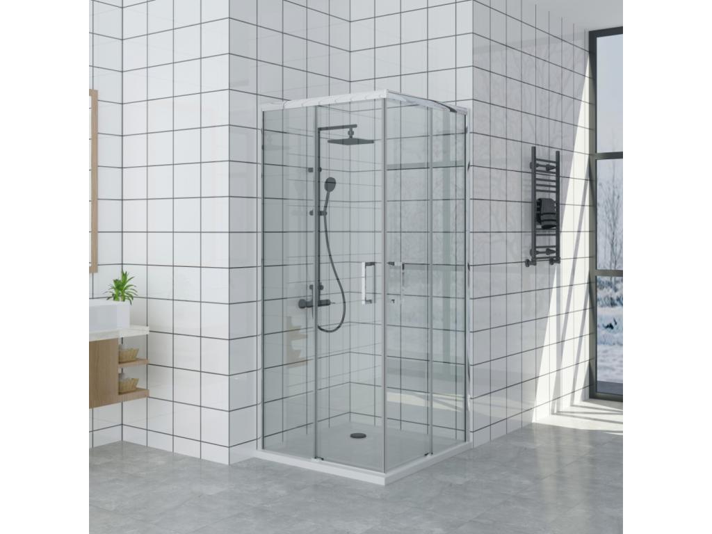 Shower enclosure 65x105 cm corner opening with easy entry, height 200 cm, in tempered glass GJCZ30794