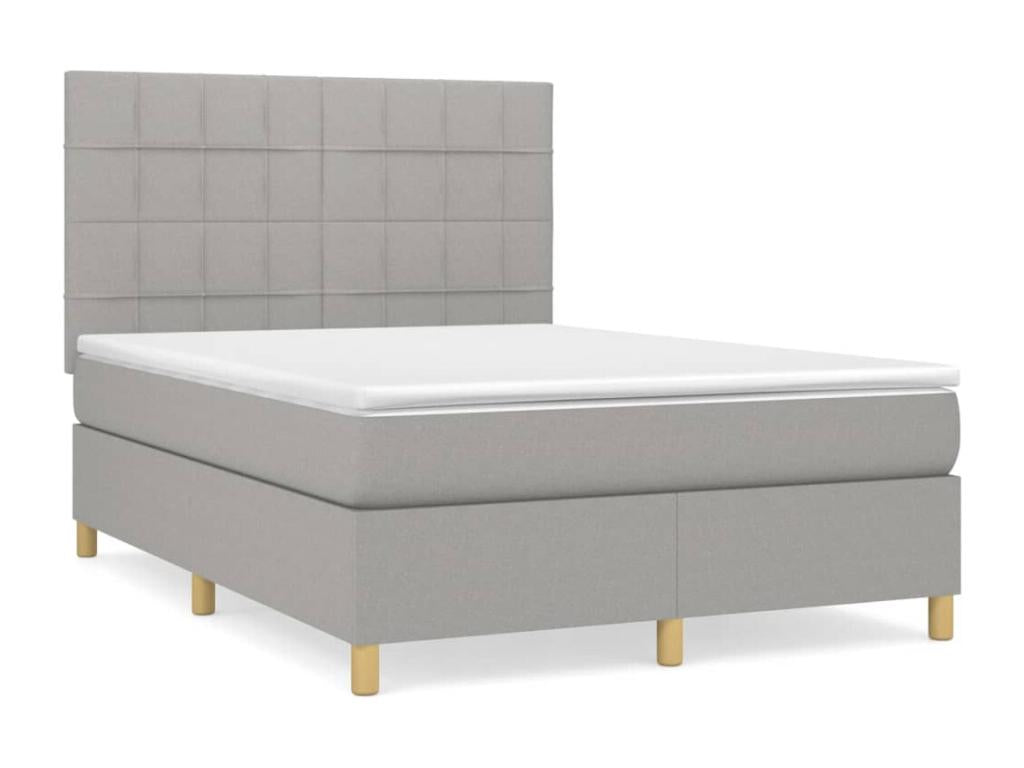 Lysvia bed base with light grey mattress 140x190cm Fabric FNPT40489