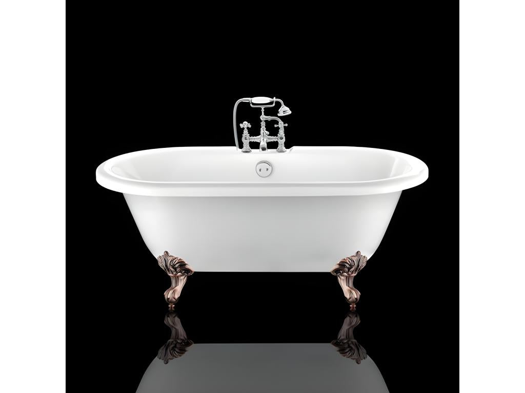 Antique retro freestanding bathtub Lysvia White 170 cm Eagle feet Aged red copper LJEJ96180