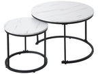 Set of 2 nesting coffee tables - industrial style - marble effect - White UAYZ57172
