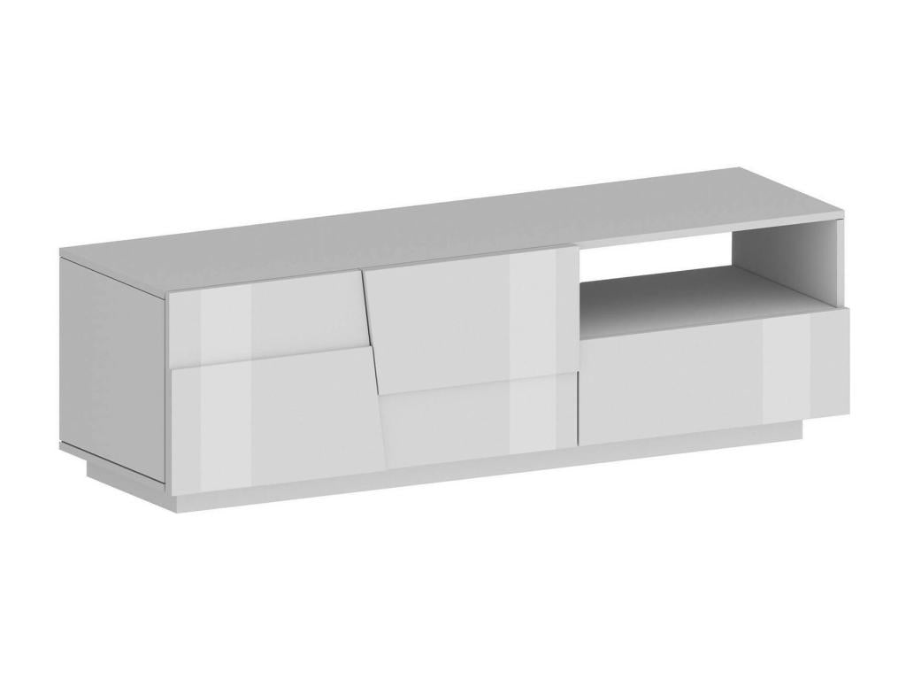 Lysvia TV Stand, Low Sideboard with 2 Doors and 1 Drawer, TV Stand Base 150x44x46 cm, Glossy White, IDZX77368