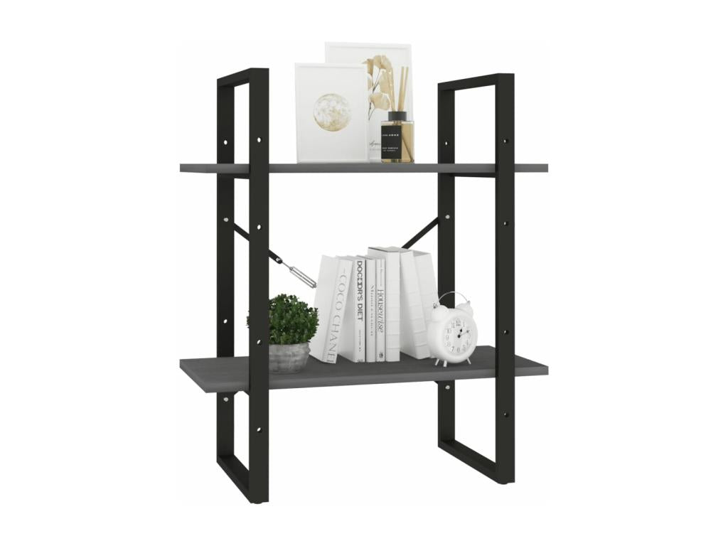 2-Tier Bookshelf Grey 60x30x70 cm Solid Pine Wood YKRW41961