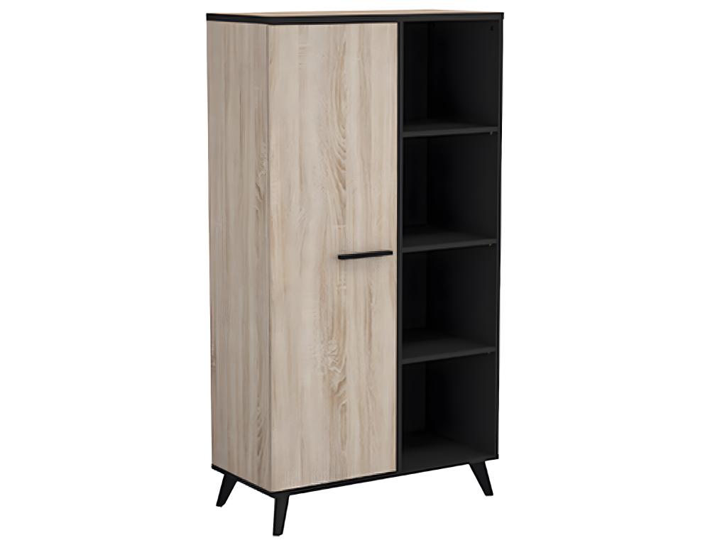 Storage sideboard in brushed oak/matte black - 83x153.9x39.2 cm XPVK81186
