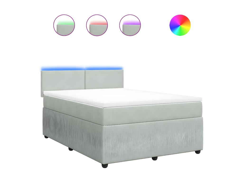 Dormeva bed base and mattress, light grey, 160x200cm, velvet, ITTW00167