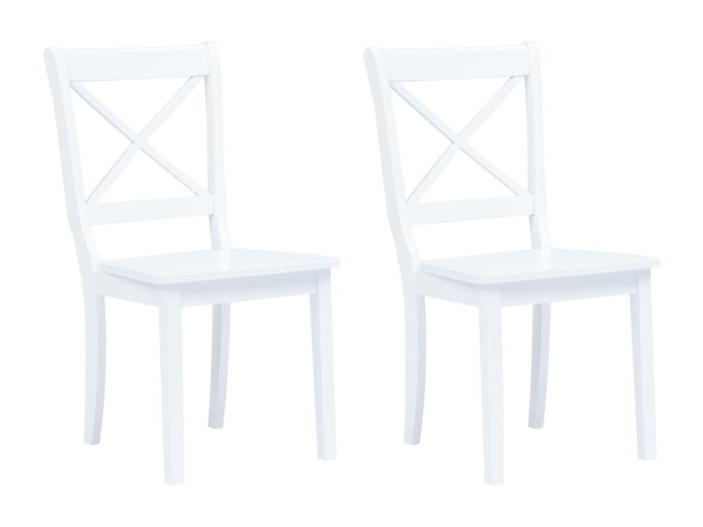 Set of 2 dining chairs, white, solid rubberwood, VDHH86870