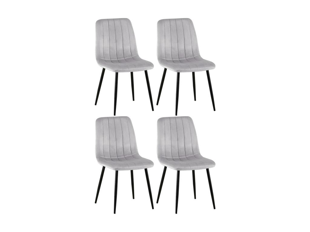 Set of 4 Dining Chairs - Velvet/Metal - Grey - Dijon SXGQ09417